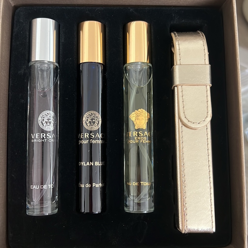 Versace travel case and travel size of Bright Crystal , Dylan Blue Eau, Eros Eau - Picture 9 of 9